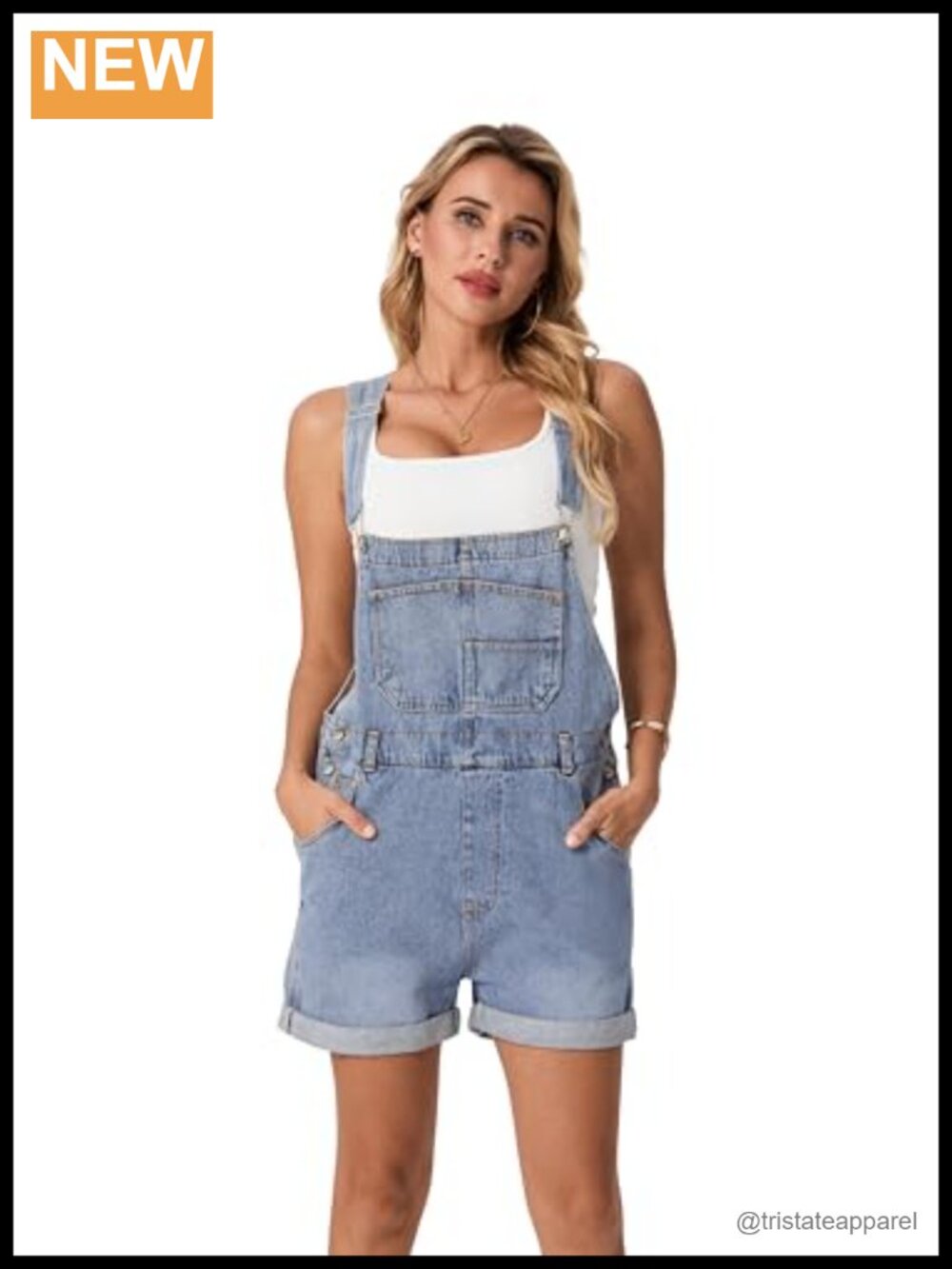 Women's Denim Overall Romper Adjustable Straps Short Jumpsuit Cotton